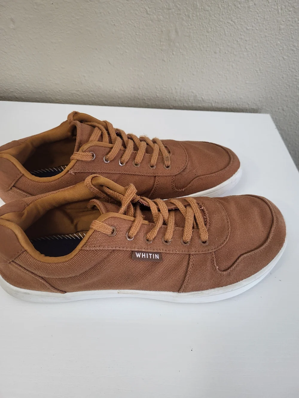 Whitin Barefoot Zero Drop Wide Toe Box Shoes Men 44 10 Brown Canvas Minimalist
